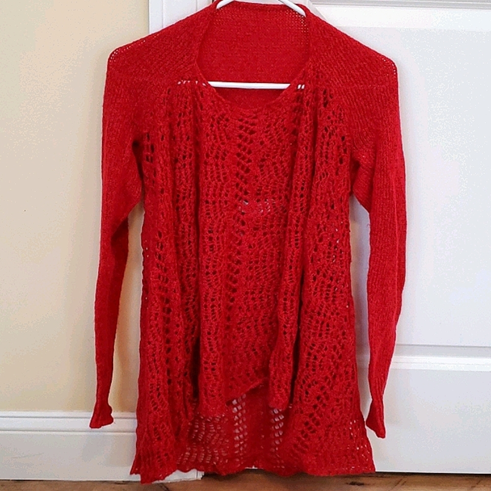 2-in-1 Sweater!! Women's Red Convertible Sweater